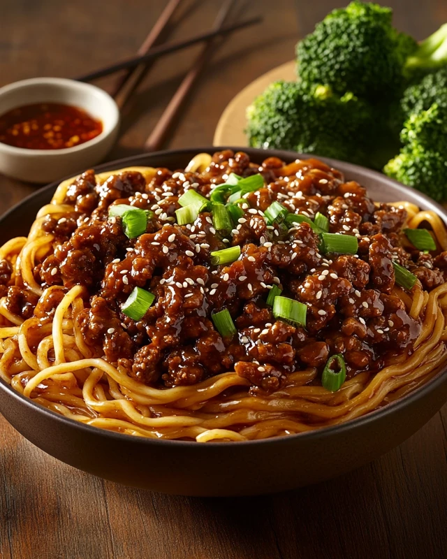 Mongolian Ground Beef Noodles